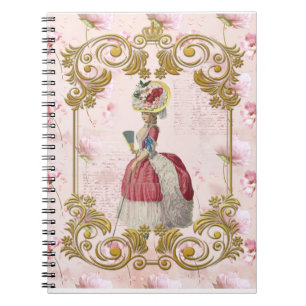 Romantic Marie Antoinette floral pink ノートブック