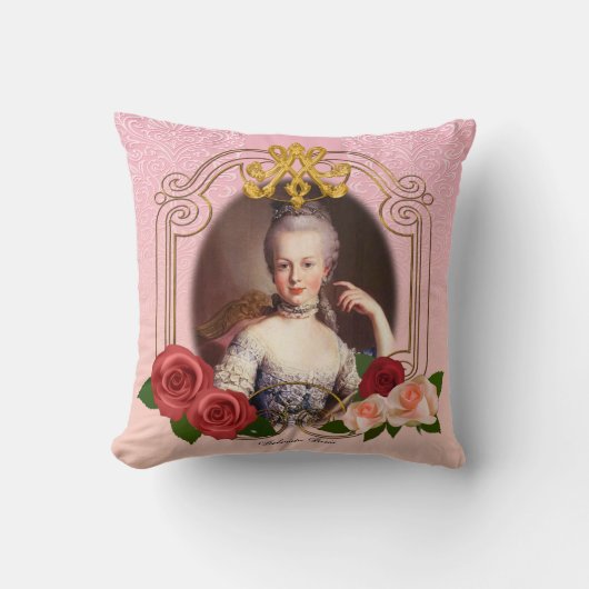 Romantic Marie Antoinette Throw Pillow Pink クッション (正面)