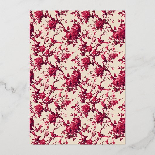 Romantic Maroon Floral 箔招待状 (裏面)