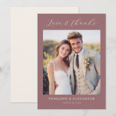 Romantic Maroon Minimalist Photo サンキューカード (正面/裏面)