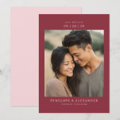 Romantic Maroon Minimalist Photo セーブザデート (正面/裏面)