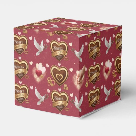 Romantic Maroon Pattern Doves Hearts Emblem フェイバーボックス (裏面サイド)
