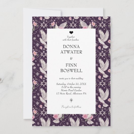 Romantic Maroon Unique Maximalist Custom Wedding  招待状 (正面)