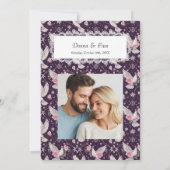 Romantic Maroon Unique Maximalist Custom Wedding  招待状 (裏面)