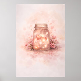 Romantic Mason Jar Hearts ポスター
