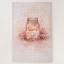 Romantic Mason Jar Hearts Jigsaw Puzzle