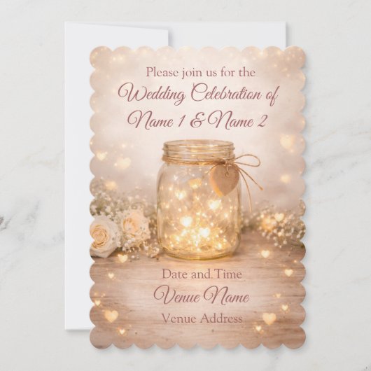 Romantic Mason Jar Wedding Invitation 招待状 (正面)