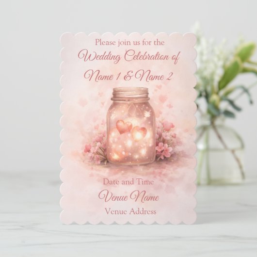 Romantic Mason Jar Wedding Invitation 招待状 (スタンド正面)