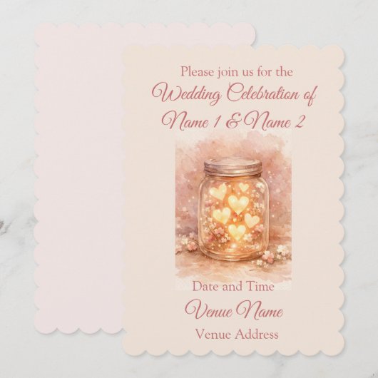 Romantic Mason Jar Wedding Invitation 招待状 (正面/裏面)