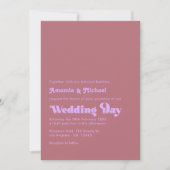 Romantic Mauve and Rose Gold Typography Wedding 招待状 (正面)