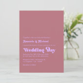 Romantic Mauve and Rose Gold Typography Wedding 招待状 (スタンド正面)