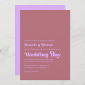 Romantic Mauve and Rose Gold Typography Wedding 招待状 (正面/裏面)