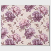 Romantic Mauve Peony Cream Floral Pattern ラッピングペーパー (フラット)
