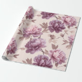 Romantic Mauve Peony Cream Floral Pattern ラッピングペーパー (アンロールド)