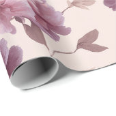 Romantic Mauve Peony Cream Floral Pattern ラッピングペーパー (ロールコーナー)