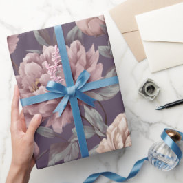 Romantic Mauve Peony Cream Floral Pattern ラッピングペーパー