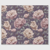 Romantic Mauve Peony Cream Floral Pattern ラッピングペーパー (フラット)
