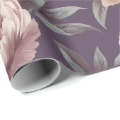 Romantic Mauve Peony Cream Floral Pattern ラッピングペーパー (ロールコーナー)