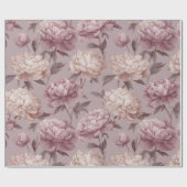 Romantic Mauve Peony Cream Floral Pattern ラッピングペーパー (フラット)