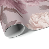 Romantic Mauve Peony Cream Floral Pattern ラッピングペーパー (ロールコーナー)