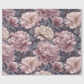 Romantic Mauve Peony Cream Floral Pattern ラッピングペーパー (フラット)