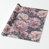 Romantic Mauve Peony Cream Floral Pattern ラッピングペーパー (アンロールド)