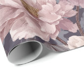 Romantic Mauve Peony Cream Floral Pattern ラッピングペーパー (ロールコーナー)