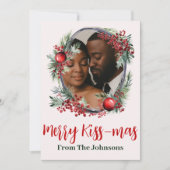 Romantic "Merry Kissmas" Photo Christmas Greeting シーズンカード (正面)