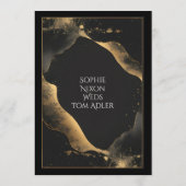 Romantic Minimal Black Gold Glitter Modern Wedding 招待状 (裏面)