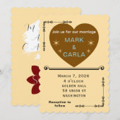 Romantic Minimal Wedding Invitation in Soft Beige. 招待状 (正面/裏面)