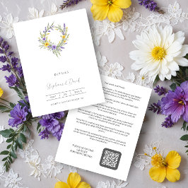 Romantic Minimal Wedding Yellow & Lavender Wreath エンクロージャーカード