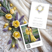 Romantic Minimal Wedding Yellow & Lavender Wreath