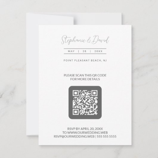 Romantic Minimal Wedding Yellow & Lavender Wreath 出欠カード (裏面)