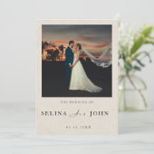 Romantic Minimalist Cream Text and Photo Wedding  招待状 (スタンド正面)