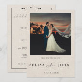 Romantic Minimalist Cream Text and Photo Wedding  招待状 (正面/裏面)