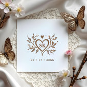 Romantic Minimalist Heart Swirls Monogram Initials ラバースタンプ