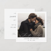 Romantic Minimalist Square Photo Wedding セーブザデート (正面/裏面)