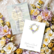 Romantic Minimalist Wedding Yellow Lavender Wreath