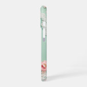 Romantic Mint and Pink Rose Phone Case iPhone 16ケース (左側面)