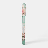 Romantic Mint and Pink Rose Phone Case iPhone 16ケース (右側面)