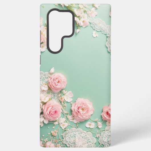 Romantic Mint and Pink Rose Phone Case Samsung Galaxyケース (裏面)
