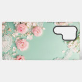 Romantic Mint and Pink Rose Phone Case Samsung Galaxyケース (裏面横)
