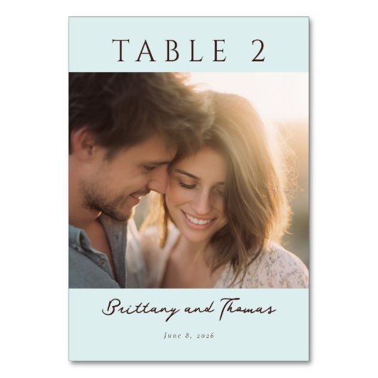 Romantic Mint Minimalist Photo テーブルナンバー (正面)