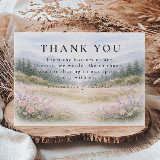 Romantic Misty Mountain Forest Wedding サンキューカード