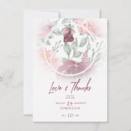 Romantic Modern Classic Floral Pink Shades Photo サンキューカード