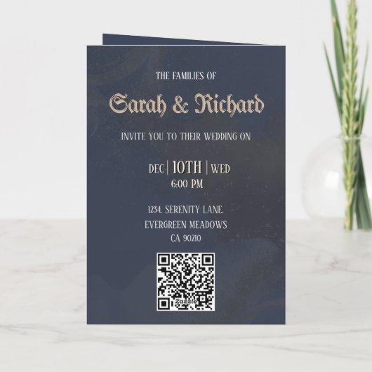 Romantic Moody Blue Photo Invite 招待状 (裏面)