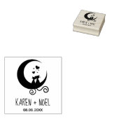 Romantic Moon Funny Kittens Couple ラバースタンプ (押印)