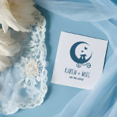 Romantic Moon Funny Kittens Couple ラバースタンプ