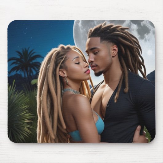 Romantic Moonlight Couple Art Mousepad マウスパッド (正面)