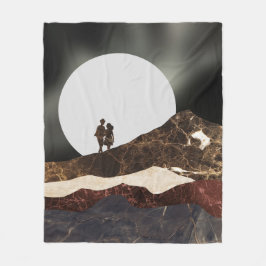 Romantic Moonlit Marble Landscape フリースブランケット